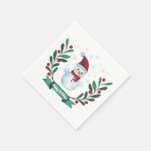 Serviette En Papier Aquarelle de Noël Snowman Custom (Coin)