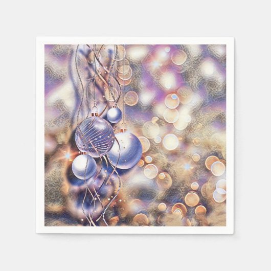 Serviette En Papier Aquarelle de Noël violet (Devant)