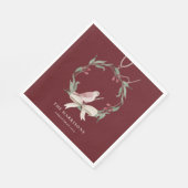 Serviette En Papier Aquarelle de Noël Wreath personnalisée (Coin)