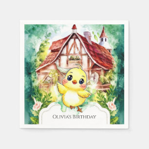 Serviette En Papier Aquarelle de petit poulet mignonne Anniversaire