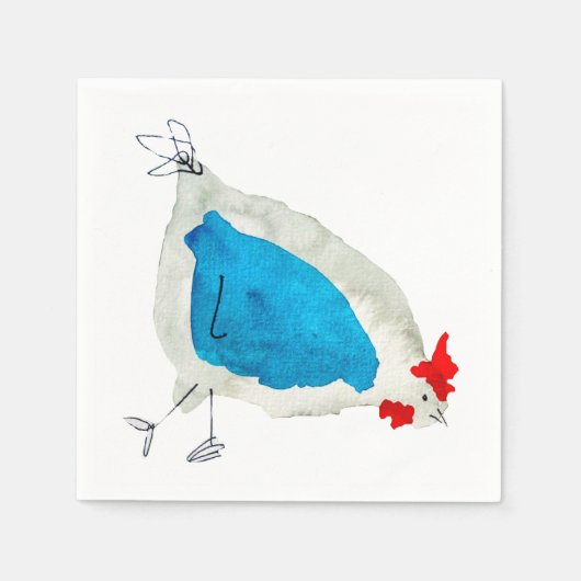 Serviette En Papier Aquarelle de poulets mignons (Devant)