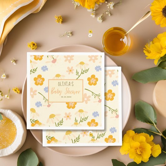 Serviette En Papier Aquarelle de sexe neutre Mommy to Bee baby shower