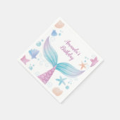 Serviette En Papier Aquarelle de sirène Anniversaire (Coin)