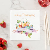 Serviette En Papier Aquarelle de Thanksgiving Citrouilles et fruits (En situation)