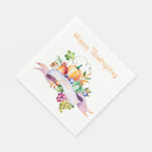 Serviette En Papier Aquarelle de Thanksgiving Citrouilles et fruits (Coin)