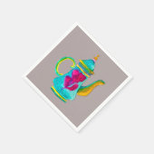 Serviette En Papier Aquarelle de Whimsal théière turque (Coin)