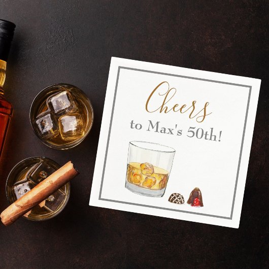 Serviette En Papier Aquarelle de Whiskey Chocolate Truffes Anniversair