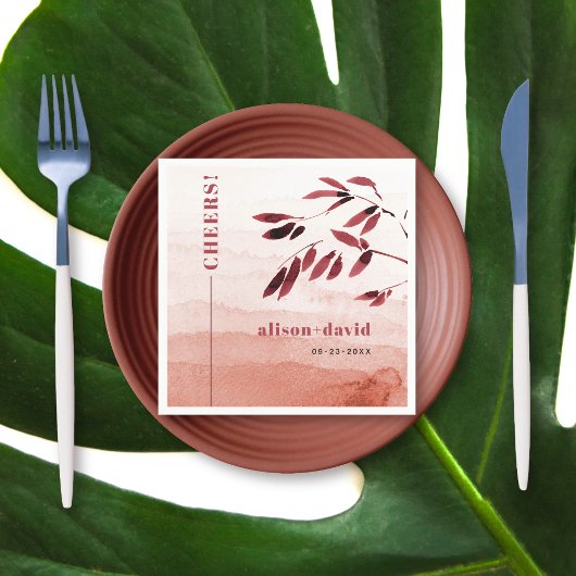 Serviette En Papier Aquarelle dégradé japonais CHEERS mariage