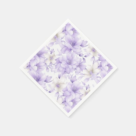 Serviette En Papier Aquarelle délicate Fleurs violettes (Coin)