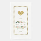 Serviette En Papier Aquarelle délicate rose blanc Floral Mariage or (Devant)