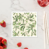 Serviette En Papier Aquarelle des branches d'olive (En situation)