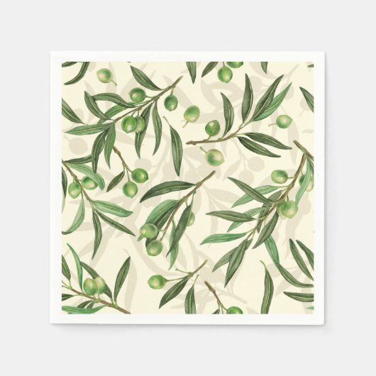 Serviette En Papier Aquarelle des branches d'olive (Devant)