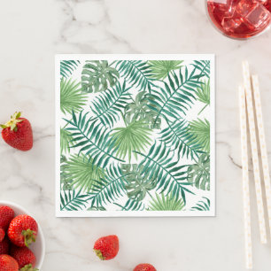 Serviette En Papier Aquarelle des Feuilles de palmiers tropicaux