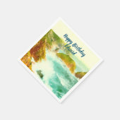 Serviette En Papier Aquarelle des vagues écrasantes (Coin)