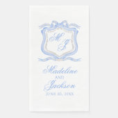 Serviette En Papier Aquarelle Designer Blue Monogram Crest Mariage (Devant)