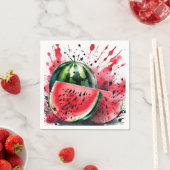 Serviette En Papier Aquarelle d'explosion de pastèque (En situation)
