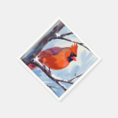 Serviette En Papier Aquarelle d'hiver cardinale rouge (Coin)