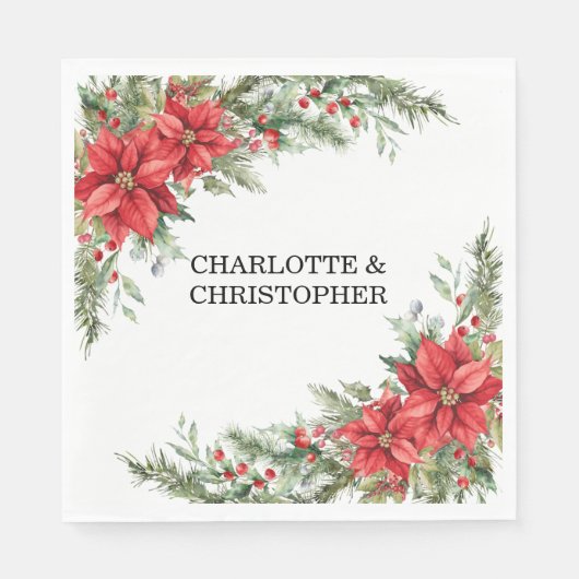 Serviette En Papier Aquarelle d'hiver de Noël (Devant)