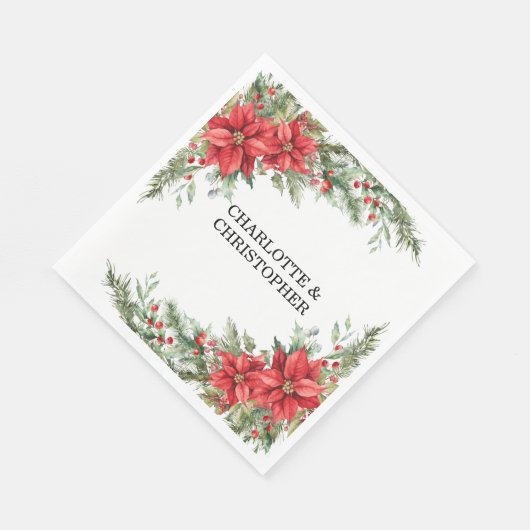 Serviette En Papier Aquarelle d'hiver de Noël (Coin)