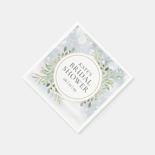 Serviette En Papier Aquarelle d'hiver Fête des mariées de verdure (Coin)