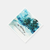 Serviette En Papier Aquarelle d'hiver Snowy Forest Pine Trees Mariage (Coin)