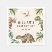 Serviette En Papier Aquarelle Dinosaur 1er fête d'anniversaire (Devant)