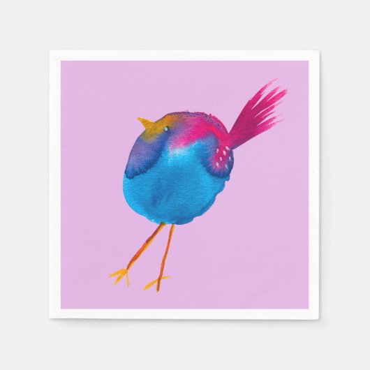 Serviette En Papier Aquarelle d'oiseau bleu (Devant)