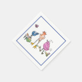 Serviette En Papier Aquarelle d'oiseau mignonne Chiens de fête (Coin)