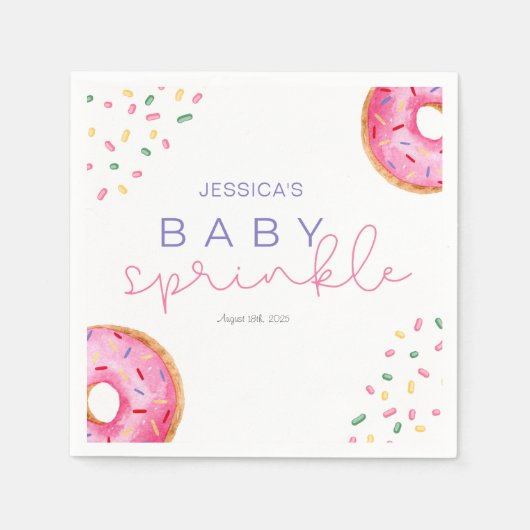 Serviette En Papier Aquarelle Donuts fille bébé Sprinkle Douche (Devant)