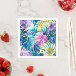 Serviette En Papier Aquarelle d'or Paradis Feuille tropical