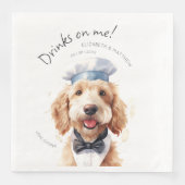 Serviette En Papier Aquarelle Dorée Doodle Waiter personnalisable (Devant)