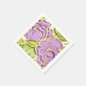 Serviette En Papier Aquarelle dorée violet Roses (Coin)