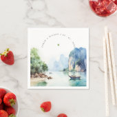Serviette En Papier Aquarelle douce Côte Thaïlande Mariage marin (En situation)