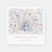 Serviette En Papier Aquarelle douce et classique Peacock Flora Fête de (Devant)