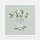 Serviette En Papier Aquarelle douce Magnolia Verdure Mariage serviette (Devant)