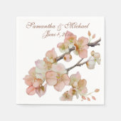 Serviette En Papier Aquarelle douce orange rose vert fleurs d'arbre (Devant)