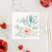 Serviette En Papier Aquarelle douce Pastel Blooming Cactus (En situation)