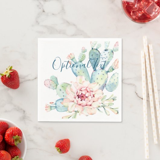 Serviette En Papier Aquarelle douce Pastel Blooming Cactus (En situation)