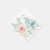 Serviette En Papier Aquarelle douce Pastel Blooming Cactus (Coin)