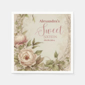 Serviette En Papier Aquarelle douce Pastel Floral Sweet 16 (Devant)