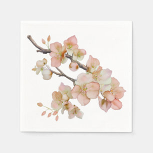 Serviette En Papier Aquarelle douce rose orangé fleurs de printemps