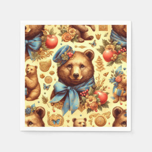Serviette En Papier Aquarelle d'ours Vintage