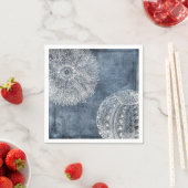 Serviette En Papier Aquarelle d'oursin bleu marine bleu blanc (En situation)