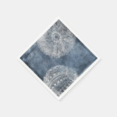Serviette En Papier Aquarelle d'oursin bleu marine bleu blanc (Coin)