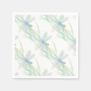 Serviette En Papier Aquarelle Dragonfly in Soft Blues & Green Art