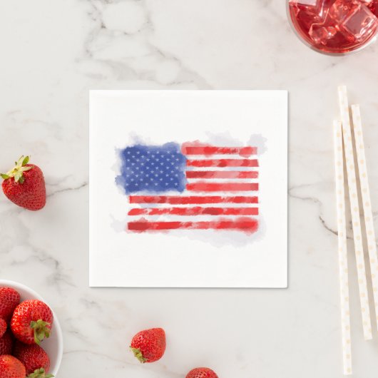 Serviette En Papier Aquarelle drapeau américain pour les anciens comba (En situation)