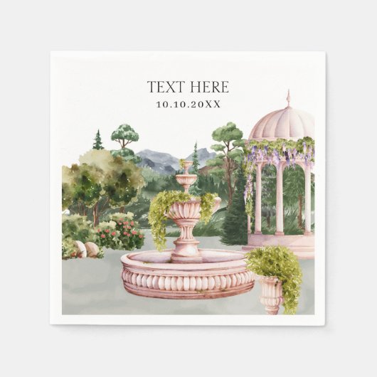 Serviette En Papier Aquarelle Dreamy jardin vert élégant (Devant)