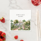 Serviette En Papier Aquarelle Dreamy jardin vert élégant (En situation)