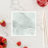 Serviette En Papier Aquarelle Dreamy Mariage Abstrait Vert/Bl ID817 (En situation)