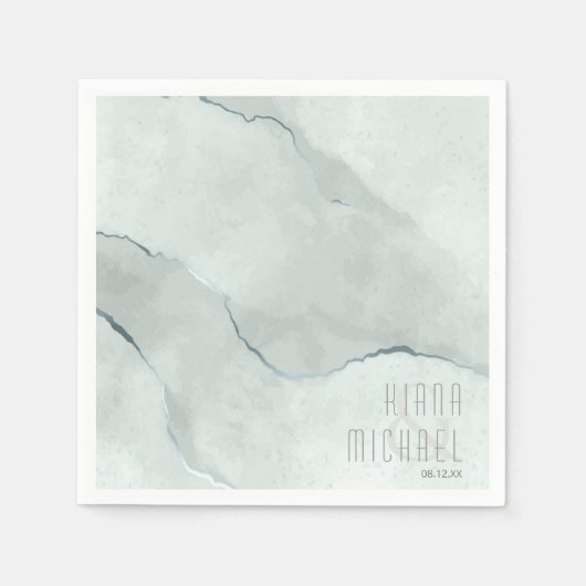 Serviette En Papier Aquarelle Dreamy Mariage Abstrait Vert/Bl ID817 (Devant)
